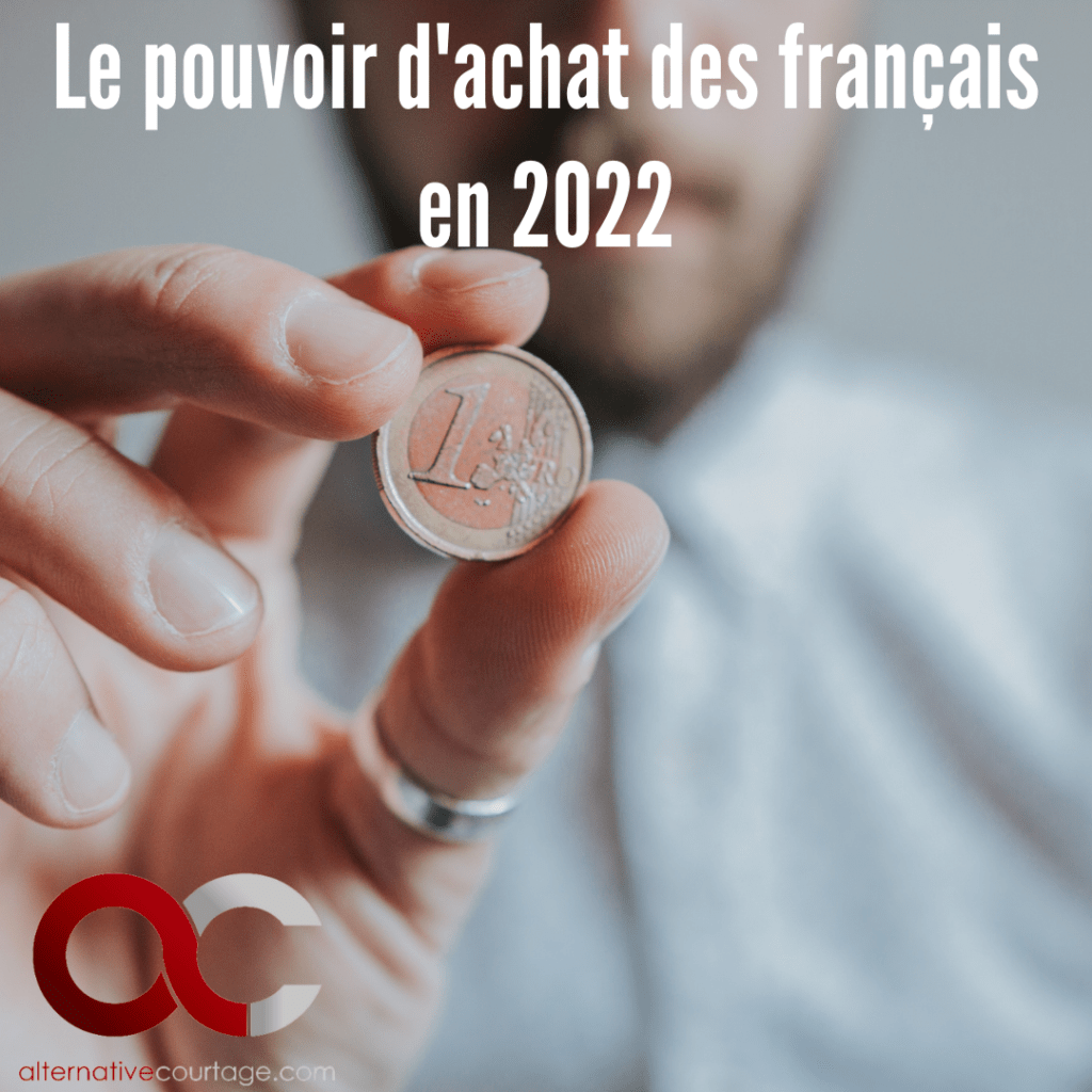 Le pouvoir d'achat des français en 2022, homme, pièce 1€, logo alternative courtage